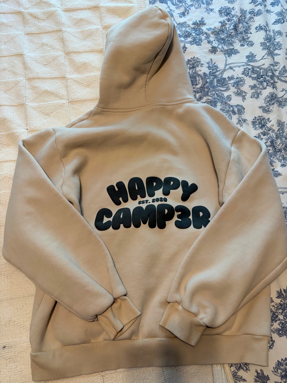 Happy Camp3r Beige Graphic Hoodie